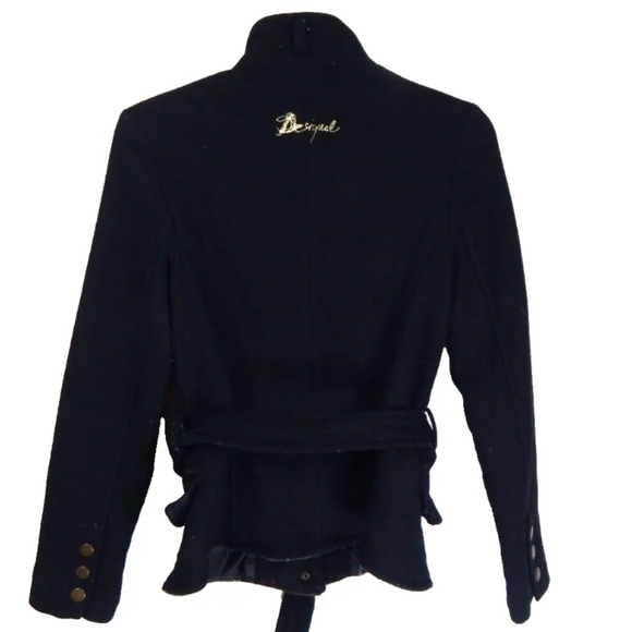 Desigual Black Wool Blend Moto Jacket - Picture 2 of 4